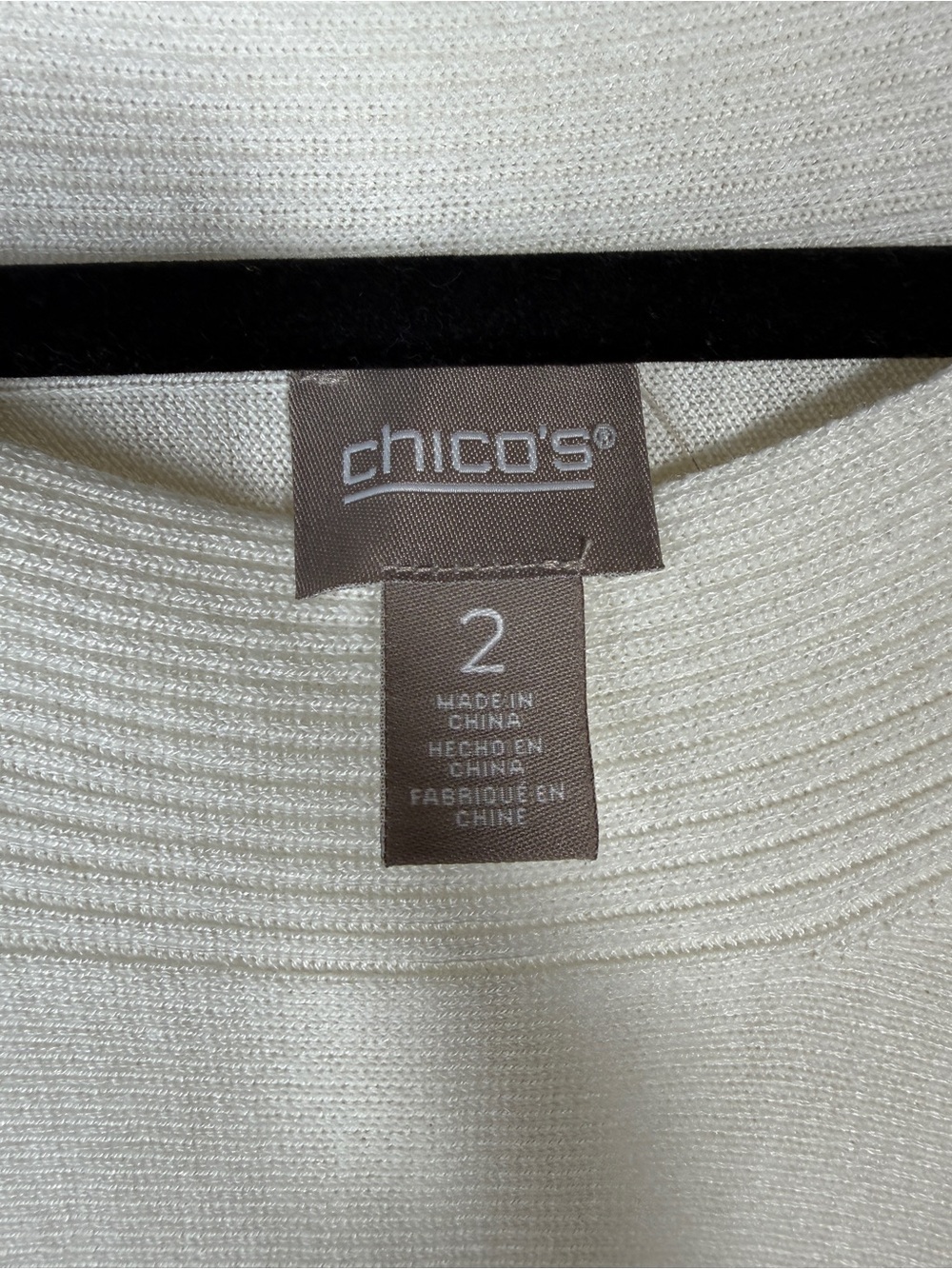 Chico's Womens Sweater Size 2 L White Knit Cashmere Blend Boat Neck Dolman - Picture 2 of 8